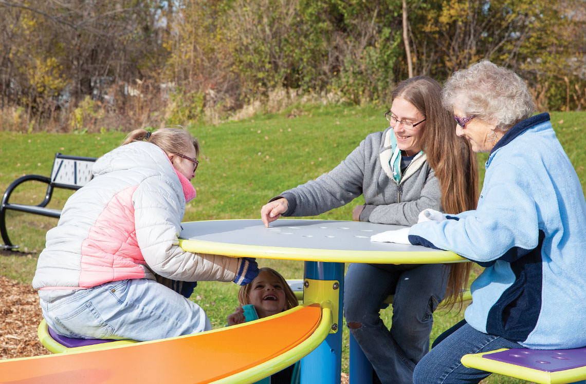 Women at the Park Using Park Bench